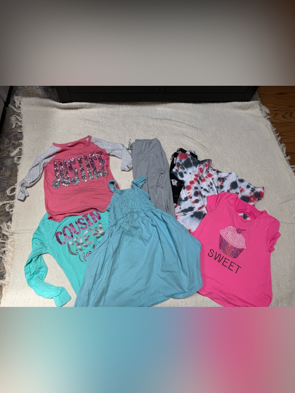 Bundle of 7 items: mixed brands size Medium (7-8) tops and bottoms